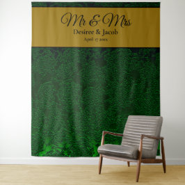 Tapete De Parede Fundo de casamento floral preto dourado Hunter Gre
