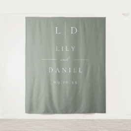Tapete De Parede Fundo de casamento minimalista em verde sage com m