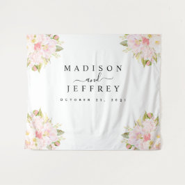 Tapete De Parede Fundo de casamento rosa Bege Peônia Rosas