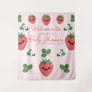 Tapete De Parede Fundo de Cena Chá de Bebê Morango Kawaii