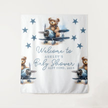 Fundo de Cena de Chuvada de Bebê Avião de Urso de