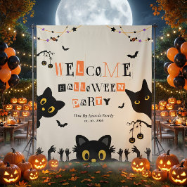 Tapete De Parede Fundo de Cena de Halloween de Gato Preto Fofo