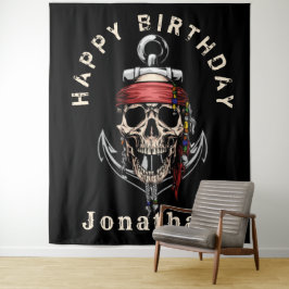 Tapete De Parede Fundo de cena do Crânio Pirata do Navio Fantasma B