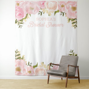 Tapete De Parede Fundo de Cena Floral Rosa para Chá de Noiva Prop d