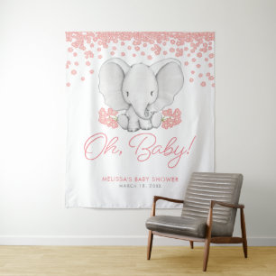 Tapete De Parede Fundo de Cena para Chá de Bebê com Elefante Menina