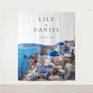 Tapete De Parede Fundo de Cena para Foto de Casamento em Santorini