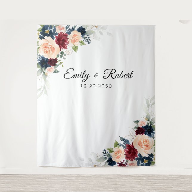 Tapete De Parede Fundo de Cerimônia de Casamento de Borgonha e Mari (Frente)