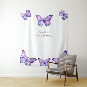 Tapete De Parede Fundo de Chuva de Bebê Borboleta Minimalista Roxo