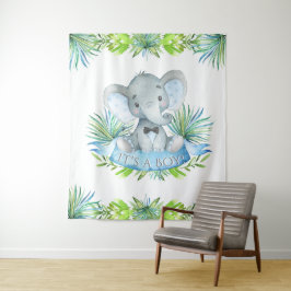 Tapete De Parede Fundo de Chuva de Bebê Elefante Menino