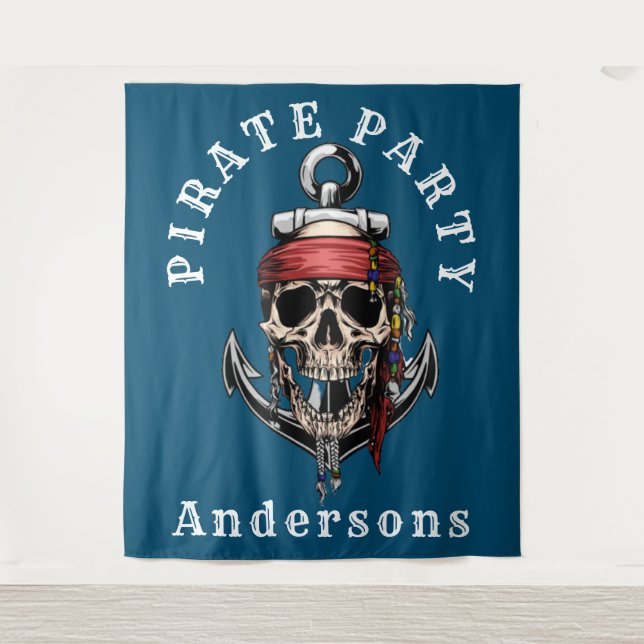 Tapete De Parede Fundo de Crânio de Pirata Loot (Frente)