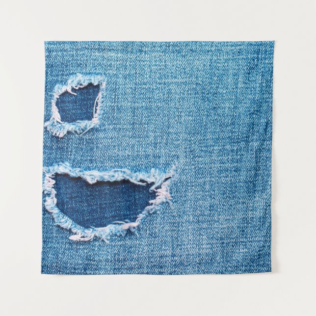 Tapete De Parede Fundo de denim texturizado. Furo no tecido (Frente)