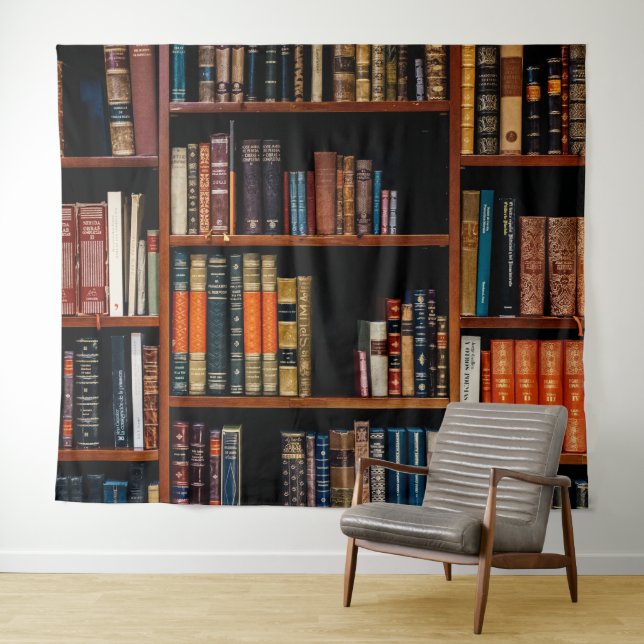 TAPETE DE PAREDE FUNDO DE ESTANTE DE LIVROS (In Situ (Horizontal))