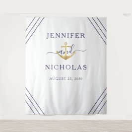 Tapete De Parede Fundo de estúdio de casamento âncora dourada náuti