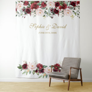 Tapete De Parede Fundo de estúdio de casamento Boho Burgundy Blush