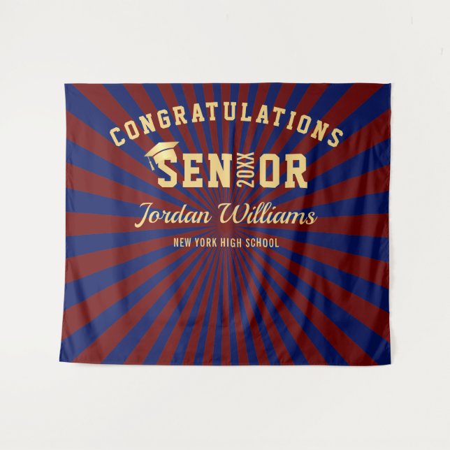 Tapete De Parede Fundo de estúdio de fotografia para formatura azul (Frente (Horizontal))