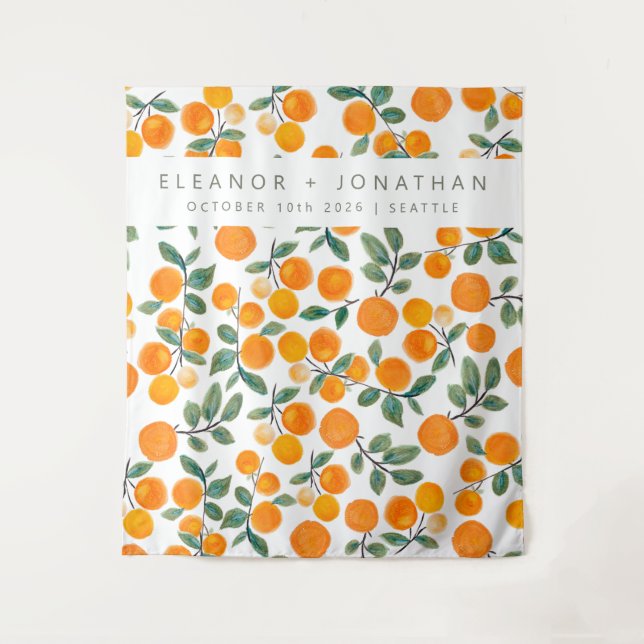 Tapete De Parede Fundo de estúdio fotográfico de laranja em aquarel (Frente)