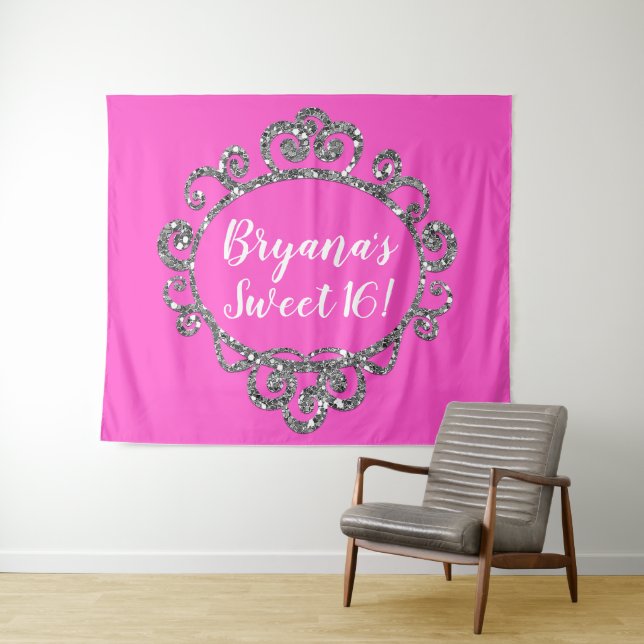 Tapete De Parede Fundo de festa de aniversário com purpurina pratea (In Situ (Horizontal))