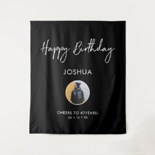 Tapete De Parede Fundo de festa de aniversário preto e branco para