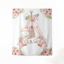 Fundo de festa de bebê tribal Teepee Fox