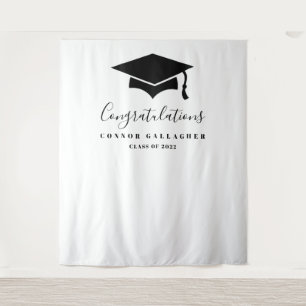 Tapete De Parede Fundo de festa de graduação preto e branco