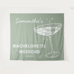 Tapete De Parede Fundo de festa de solteira retrô verde Cocktail