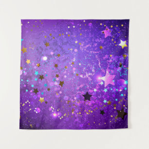 Tapete De Parede Fundo de folhas roxas com estrelas