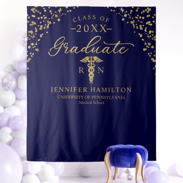 Tapete De Parede Fundo de Formatura Blue Gold da Faculdade de Medic (Criador carregado)