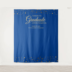 Tapete De Parede Fundo de formatura da turma Confete Azul Dourado