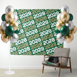 Tapete De Parede Fundo de Formatura Verde e Dourado Ano da Turma