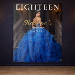 Tapete De Parede Fundo de Foto Azul Elegante para 18º Aniversário