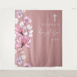 Tapete De Parede Fundo de Foto de Batismo Floral Rosa Po dusty Rose