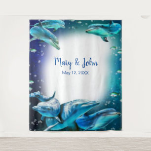 Tapete De Parede Fundo de Foto de Casamento com Golfinhos Tema de P