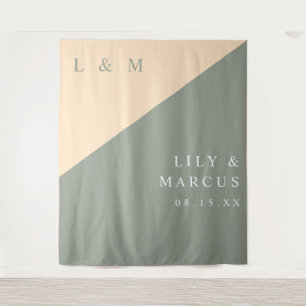 Tapete De Parede Fundo de Foto de Casamento em Creme Verde Sage Min