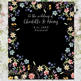 Tapete De Parede Fundo de Foto de Casamento Negro Floral Moderno