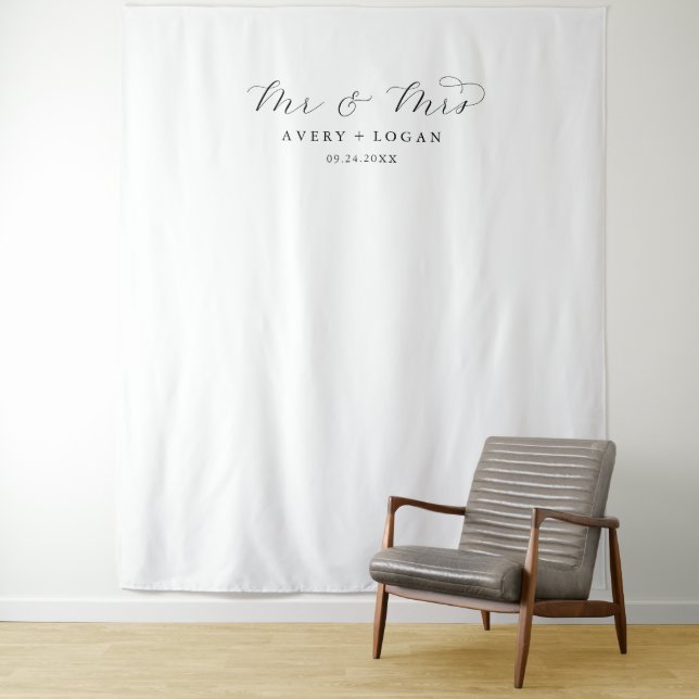 Tapete De Parede Fundo de Foto de Casamento Sr e Sra com Letra Eleg (In Situ)