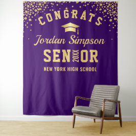 Tapete De Parede Fundo de Foto de Graduação Roxo Dourado Moderno