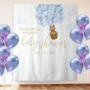 Tapete De Parede Fundo de Foto para Chá de Bebê Menino Azul Bearly 