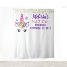 Fundo de fotografia de aniversário com unicórnio e