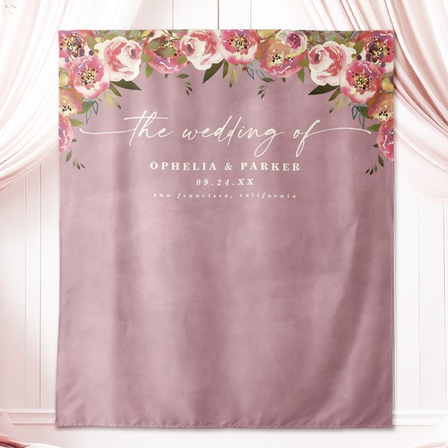 Tapete De Parede Fundo de fotografia de boas-vindas de casamento Op (Say "I DO" to Romantic Watercolor Florals and a Cottagecore Vibe with the Ophelia Wedding Suite.)