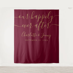 Tapete De Parede Fundo de Fotografia de Casamento Burgundy e Dourad