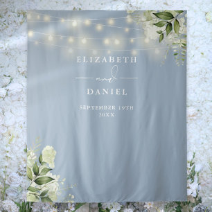 Tapete De Parede Fundo de fotografia de casamento com luzes florais