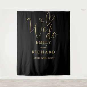 Tapete De Parede Fundo de fotografia de casamento preto e dourado