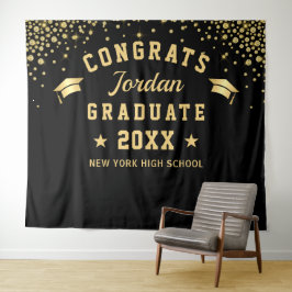 Tapete De Parede Fundo de Fotografia de Formatura Preto Dourado Mod