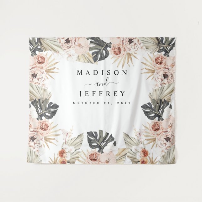 Tapete De Parede Fundo de fotografia de palmeira seca boêmio tropic (Frente (Horizontal))