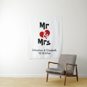 Tapete De Parede Fundo de fotografia Sr e Sra Casamento personaliza