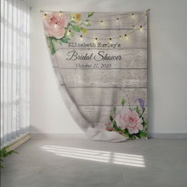 Tapete De Parede Fundo de Fotos de Chá de Noiva com Flores e Luzes 