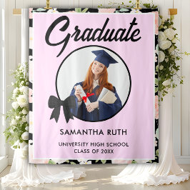 Tapete De Parede Fundo de Graduação com Laço Preto de Ginga de Flor