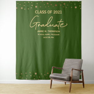 Tapete De Parede Fundo de graduação da turma de 2021 verde dourado
