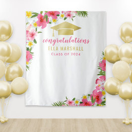 Tapete De Parede Fundo de Graduação de Felicitações Rosa Tropical G