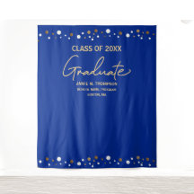 Fundo de graduação Royal Blue Gold Custom Year